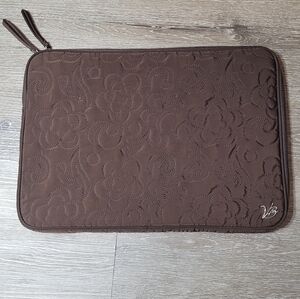 Vera Bradley Laptop Case Padded Sleeve Zip Bag 17'' Brown